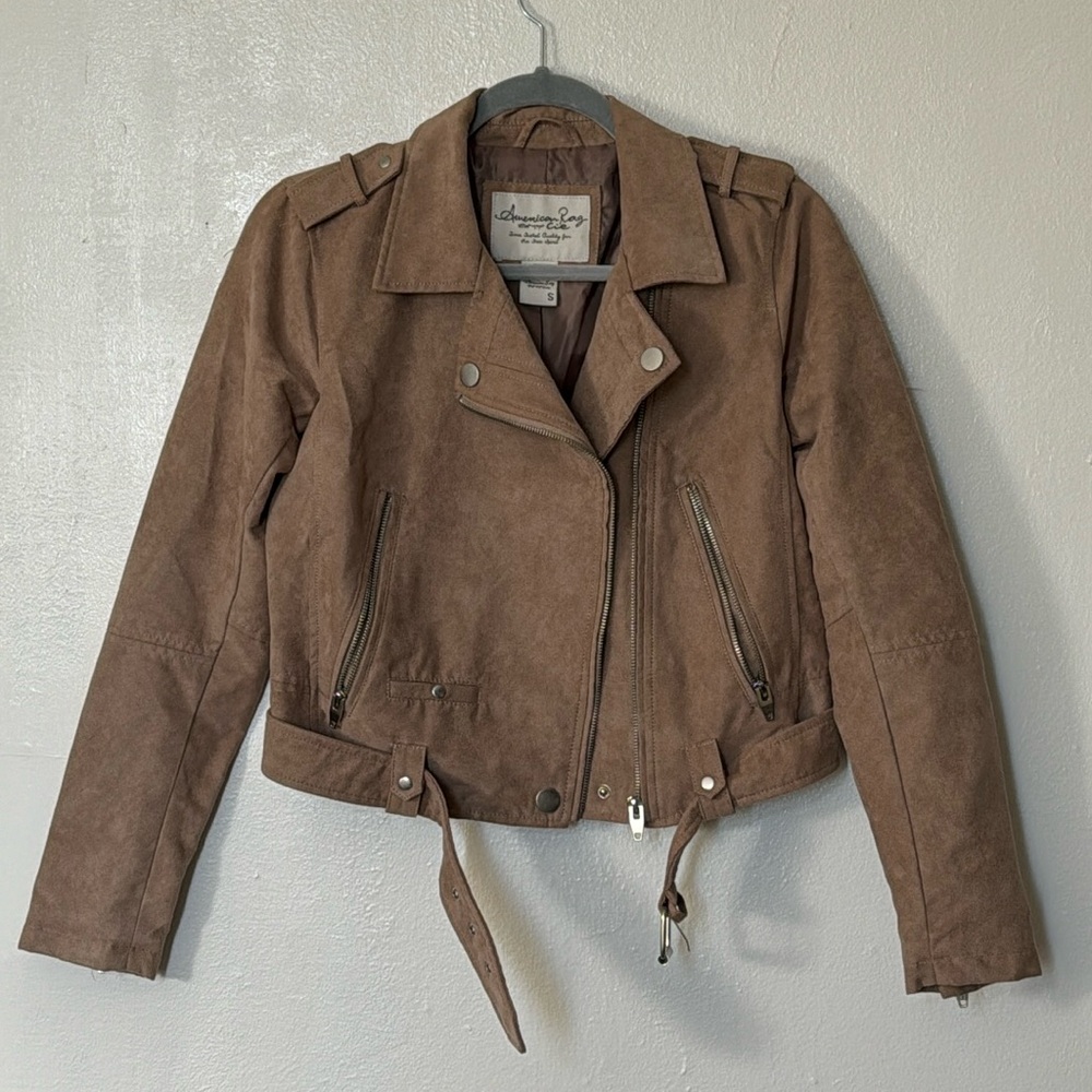 Faux suede moto jacket